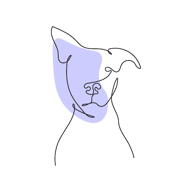 Elemento de dibujo de línea continua de perro aislado sobre fondo blanco
