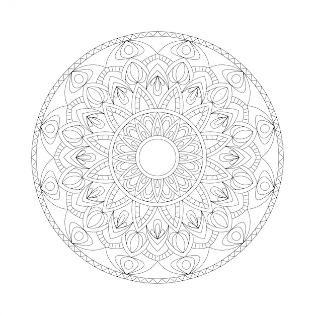 Elemento de diseño abstracto blanco negro. Mandala redondo en vector. Plantilla gráfica para su diseño. Patrón circular