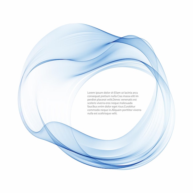 Elemento de diseño abstracto ondulado Líneas azules transparentes en forma de círculo