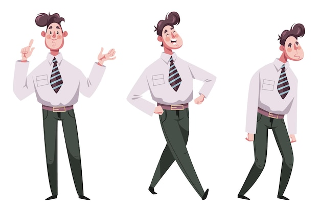 Elemento de diseño aislado de personaje de trabajador de oficina feliz y triste diseño gráfico