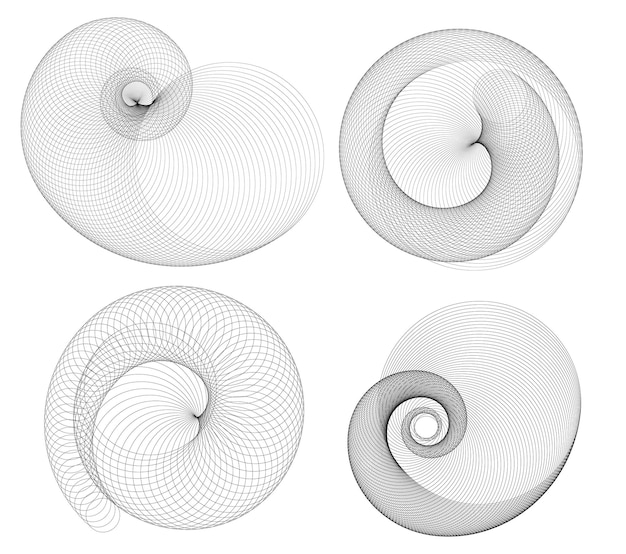 Elemento de diseño de arco iris en espiral abstracto sobre fondo blanco de líneas de giro Ilustración vectorial eps 10 Proporción áurea icono de vector de proporciones tradicionales Espiral de Fibonacci para tarjeta de visita elegante
