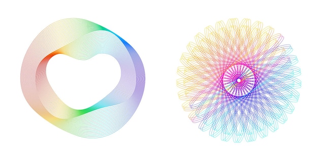 Elemento de diseño de arco iris en espiral abstracto sobre fondo blanco de líneas de giro Ilustración vectorial eps 10 Proporción áurea icono de vector de proporciones tradicionales Espiral de Fibonacci para tarjeta de visita elegante