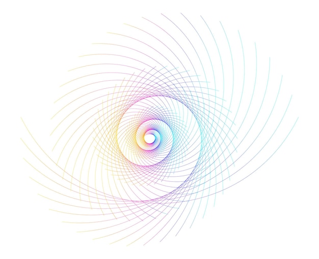 Elemento de diseño de arco iris en espiral abstracto sobre fondo blanco de líneas de giro Ilustración vectorial eps 10 Proporción áurea icono de vector de proporciones tradicionales Espiral de Fibonacci para tarjeta de visita elegante