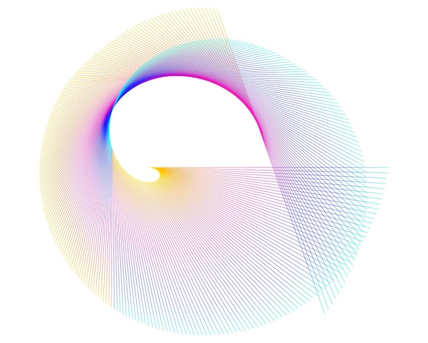 Elemento de diseño de arco iris en espiral abstracto sobre fondo blanco de líneas de giro Ilustración vectorial eps 10 Proporción áurea icono de vector de proporciones tradicionales Espiral de Fibonacci para tarjeta de visita elegante