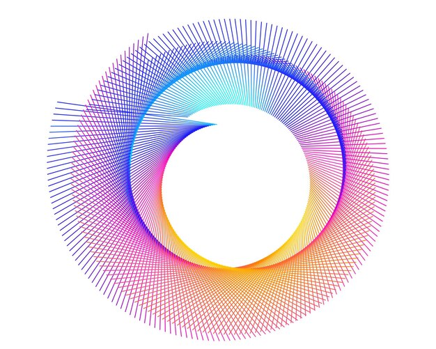 Elemento de diseño de arco iris en espiral abstracto sobre fondo blanco de líneas de giro ilustración vectorial eps 10 proporción áurea icono de vector de proporciones tradicionales espiral de fibonacci para tarjeta de visita elegante