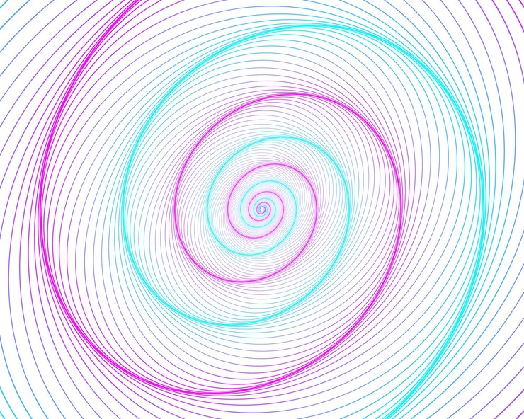 Vector elemento de diseño de arco iris en espiral abstracto sobre fondo blanco de líneas de giro ilustración vectorial eps 10 proporción áurea icono de vector de proporciones tradicionales espiral de fibonacci para tarjeta de visita elegante