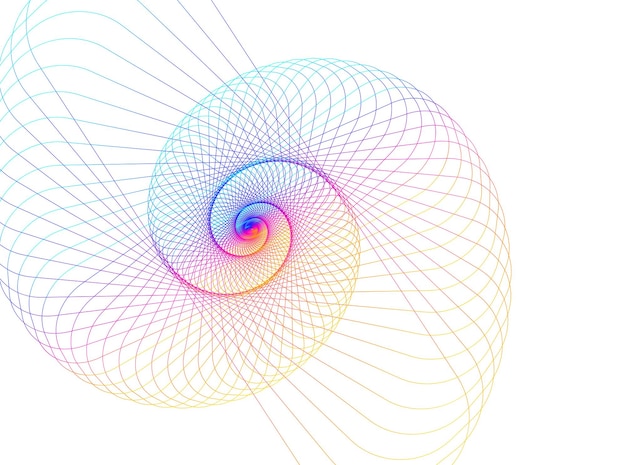Elemento de diseño de arco iris en espiral abstracto sobre fondo blanco de líneas de giro