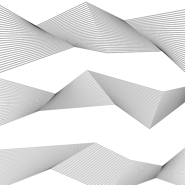 Elemento de diseño en blanco y negro de líneas abstractas sobre fondo blanco de ondas angulares Ilustración vectorial eps 10 para grunge elegante tarjeta de visita impresión folleto volante pancartas cubierta libro etiqueta tela