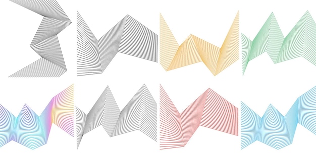 Elemento de diseño en blanco y negro de líneas abstractas sobre fondo blanco de ondas angulares Ilustración vectorial eps 10 para grunge elegante tarjeta de visita impresión folleto volante pancartas cubierta libro etiqueta tela