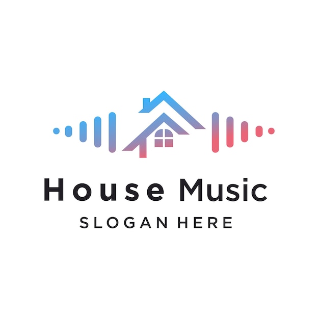 Elemento de diseño de casa de música vectorial vectorial con idea de concepto creativo