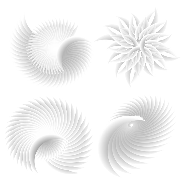 El elemento de diseño del conjunto círculo colores vectoriales en negrita aislados anillo dorado de rayas onduladas de brillo abstracto de muchos remolinos brillantes creados usando Blend Tool Ilustración vectorial EPS10 para su presentación