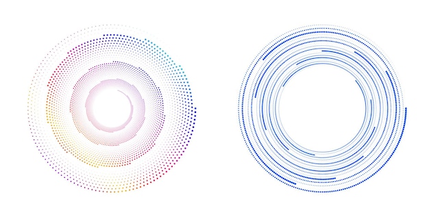El elemento de diseño del conjunto círculo colores vectoriales en negrita aislados anillo dorado de rayas onduladas de brillo abstracto de muchos remolinos brillantes creados usando Blend Tool Ilustración vectorial EPS10 para su presentación
