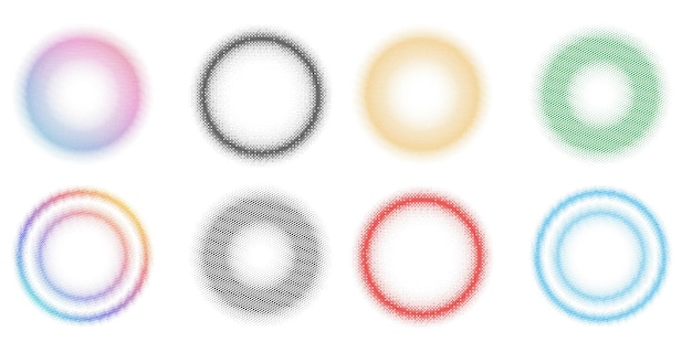 El elemento de diseño del conjunto círculo colores vectoriales en negrita aislados anillo dorado de rayas onduladas de brillo abstracto de muchos remolinos brillantes creados usando Blend Tool Ilustración vectorial EPS10 para su presentación