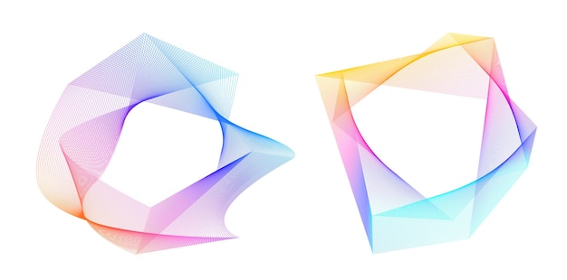 El elemento de diseño del conjunto círculo colores vectoriales en negrita aislados anillo dorado de rayas onduladas de brillo abstracto de muchos remolinos brillantes creados usando Blend Tool Ilustración vectorial EPS10 para su presentación