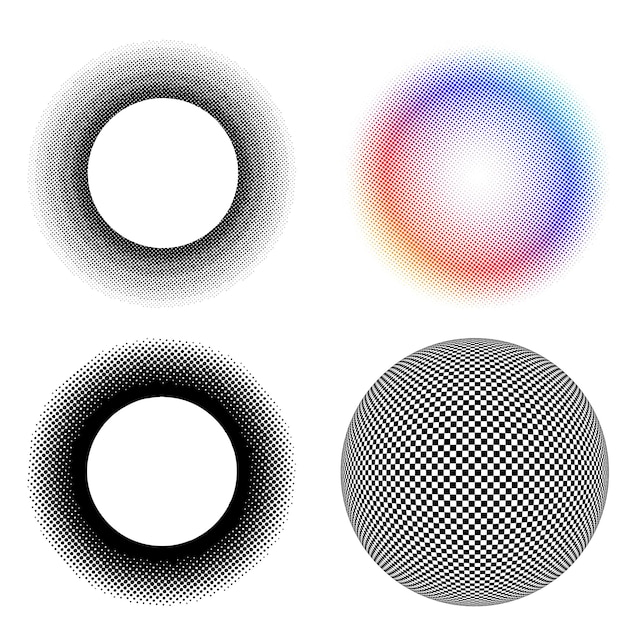El elemento de diseño del conjunto círculo colores vectoriales en negrita aislados anillo dorado de rayas onduladas de brillo abstracto de muchos remolinos brillantes creados usando Blend Tool Ilustración vectorial EPS10 para su presentación