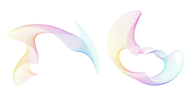 El elemento de diseño del conjunto círculo colores vectoriales en negrita aislados anillo dorado de rayas onduladas de brillo abstracto de muchos remolinos brillantes creados usando Blend Tool Ilustración vectorial EPS10 para su presentación