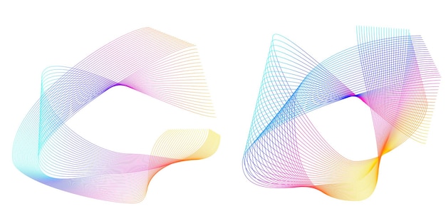 El elemento de diseño del conjunto círculo colores vectoriales en negrita aislados anillo dorado de rayas onduladas de brillo abstracto de muchos remolinos brillantes creados usando Blend Tool Ilustración vectorial EPS10 para su presentación