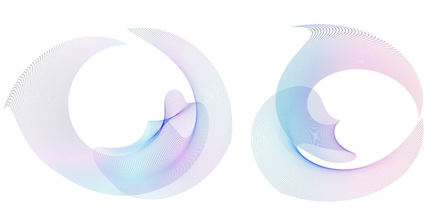 El elemento de diseño del conjunto círculo colores vectoriales en negrita aislados anillo dorado de rayas onduladas de brillo abstracto de muchos remolinos brillantes creados usando Blend Tool Ilustración vectorial EPS10 para su presentación
