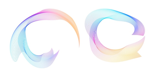 El elemento de diseño del conjunto círculo colores vectoriales en negrita aislados anillo dorado de rayas onduladas de brillo abstracto de muchos remolinos brillantes creados usando Blend Tool Ilustración vectorial EPS10 para su presentación