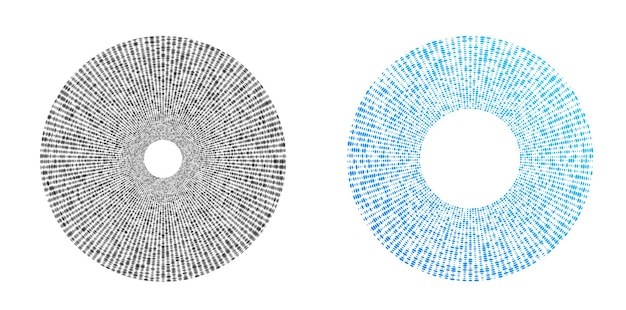 El elemento de diseño del conjunto círculo colores vectoriales en negrita aislados anillo dorado de rayas onduladas de brillo abstracto de muchos remolinos brillantes creados usando Blend Tool Ilustración vectorial EPS10 para su presentación