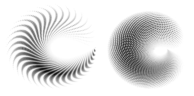 El elemento de diseño del conjunto círculo colores vectoriales en negrita aislados anillo dorado de rayas onduladas de brillo abstracto de muchos remolinos brillantes creados usando Blend Tool Ilustración vectorial EPS10 para su presentación