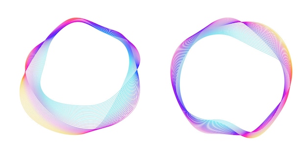 El elemento de diseño del conjunto círculo colores vectoriales en negrita aislados anillo dorado de rayas onduladas de brillo abstracto de muchos remolinos brillantes creados usando Blend Tool Ilustración vectorial EPS10 para su presentación