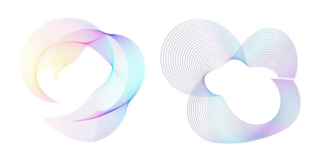 El elemento de diseño del conjunto círculo colores vectoriales en negrita aislados anillo dorado de rayas onduladas de brillo abstracto de muchos remolinos brillantes creados usando Blend Tool Ilustración vectorial EPS10 para su presentación