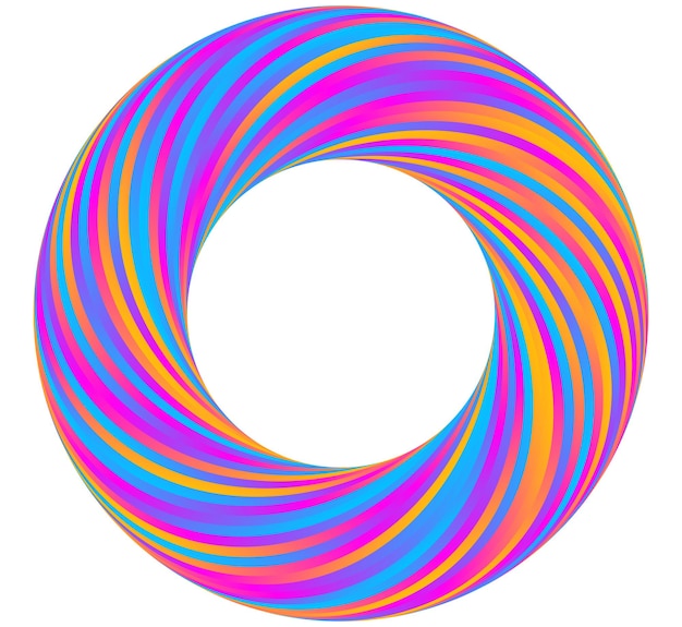 El elemento de diseño del conjunto círculo colores vectoriales en negrita aislados anillo dorado de rayas onduladas de brillo abstracto de muchos remolinos brillantes creados usando Blend Tool Ilustración vectorial EPS10 para su presentación