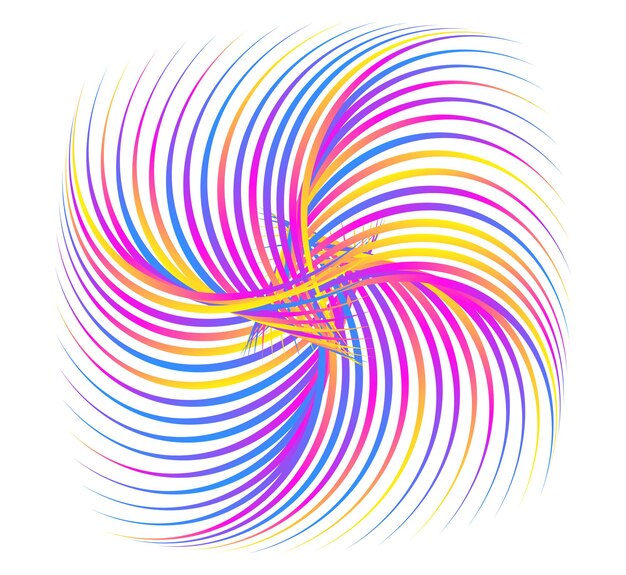El elemento de diseño del conjunto círculo colores vectoriales en negrita aislados anillo dorado de rayas onduladas de brillo abstracto de muchos remolinos brillantes creados usando Blend Tool Ilustración vectorial EPS10 para su presentación
