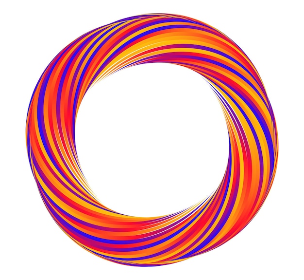 El elemento de diseño del conjunto círculo colores vectoriales en negrita aislados anillo dorado de rayas onduladas de brillo abstracto de muchos remolinos brillantes creados usando Blend Tool Ilustración vectorial EPS10 para su presentación