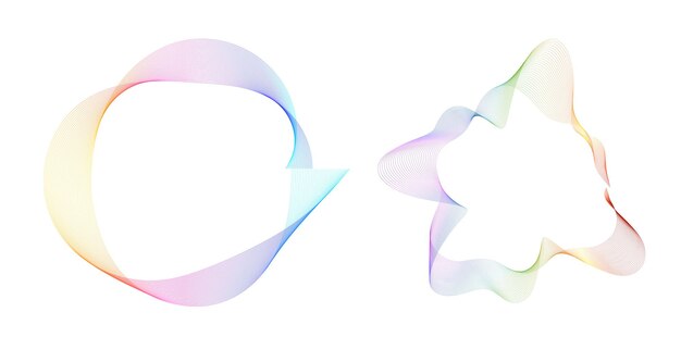 El elemento de diseño del conjunto círculo colores vectoriales en negrita aislados anillo dorado de rayas onduladas de brillo abstracto de muchos remolinos brillantes creados usando Blend Tool Ilustración vectorial EPS10 para su presentación