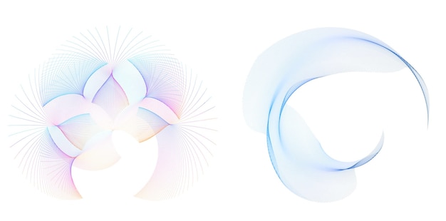 El elemento de diseño del conjunto círculo colores vectoriales en negrita aislados anillo dorado de rayas onduladas de brillo abstracto de muchos remolinos brillantes creados usando Blend Tool Ilustración vectorial EPS10 para su presentación