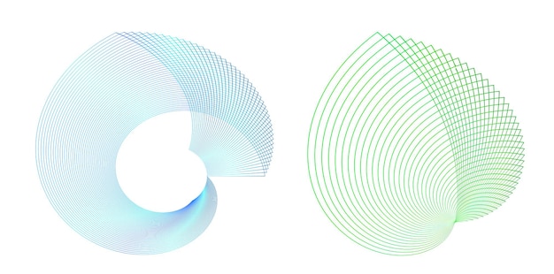 El elemento de diseño del conjunto círculo colores vectoriales en negrita aislados anillo dorado de rayas onduladas de brillo abstracto de muchos remolinos brillantes creados usando Blend Tool Ilustración vectorial EPS10 para su presentación