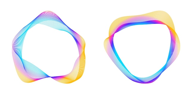 El elemento de diseño del conjunto círculo colores vectoriales en negrita aislados anillo dorado de rayas onduladas de brillo abstracto de muchos remolinos brillantes creados usando Blend Tool Ilustración vectorial EPS10 para su presentación