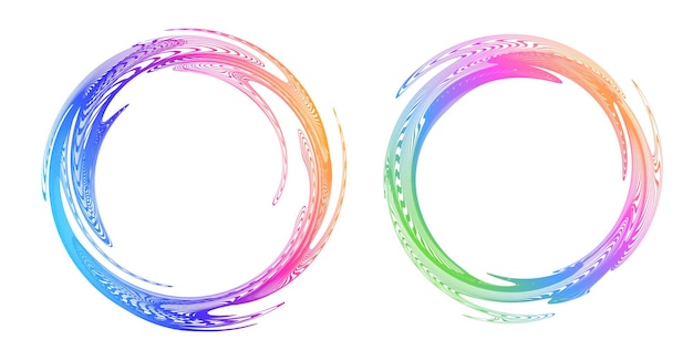 El elemento de diseño del conjunto círculo colores vectoriales en negrita aislados anillo dorado de rayas onduladas de brillo abstracto de muchos remolinos brillantes creados usando Blend Tool Ilustración vectorial EPS10 para su presentación