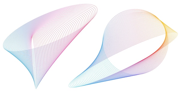 El elemento de diseño del conjunto círculo colores vectoriales en negrita aislados anillo dorado de rayas onduladas de brillo abstracto de muchos remolinos brillantes creados usando Blend Tool Ilustración vectorial EPS10 para su presentación