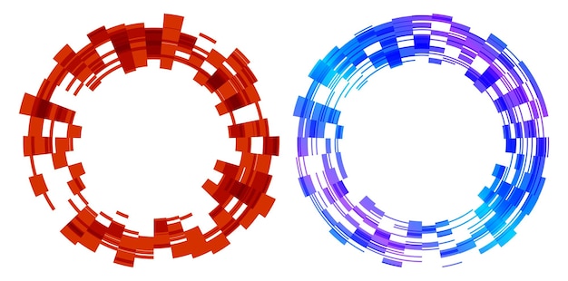El elemento de diseño del conjunto círculo colores vectoriales en negrita aislados anillo dorado de rayas onduladas de brillo abstracto de muchos remolinos brillantes creados usando Blend Tool Ilustración vectorial EPS10 para su presentación