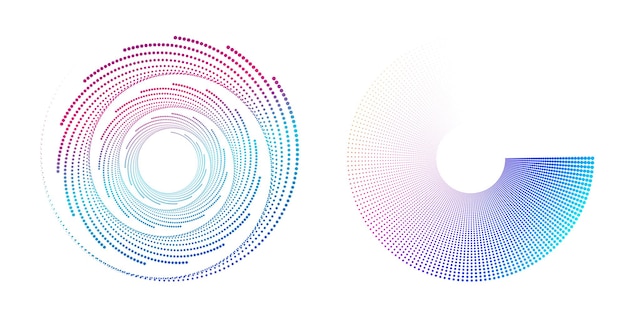 El elemento de diseño del conjunto círculo colores vectoriales en negrita aislados anillo dorado de rayas onduladas de brillo abstracto de muchos remolinos brillantes creados usando Blend Tool Ilustración vectorial EPS10 para su presentación