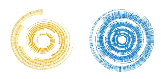 El elemento de diseño del conjunto círculo colores vectoriales en negrita aislados anillo dorado de rayas onduladas de brillo abstracto de muchos remolinos brillantes creados usando Blend Tool Ilustración vectorial EPS10 para su presentación