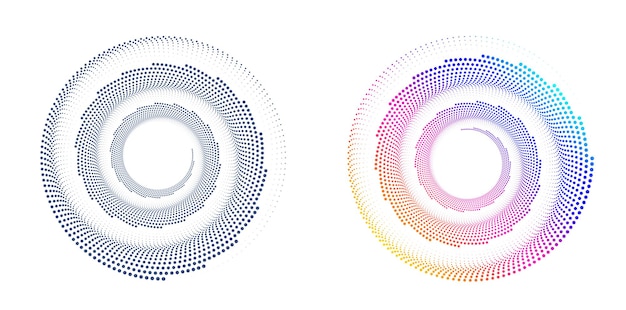 El elemento de diseño del conjunto círculo colores vectoriales en negrita aislados anillo dorado de rayas onduladas de brillo abstracto de muchos remolinos brillantes creados usando Blend Tool Ilustración vectorial EPS10 para su presentación