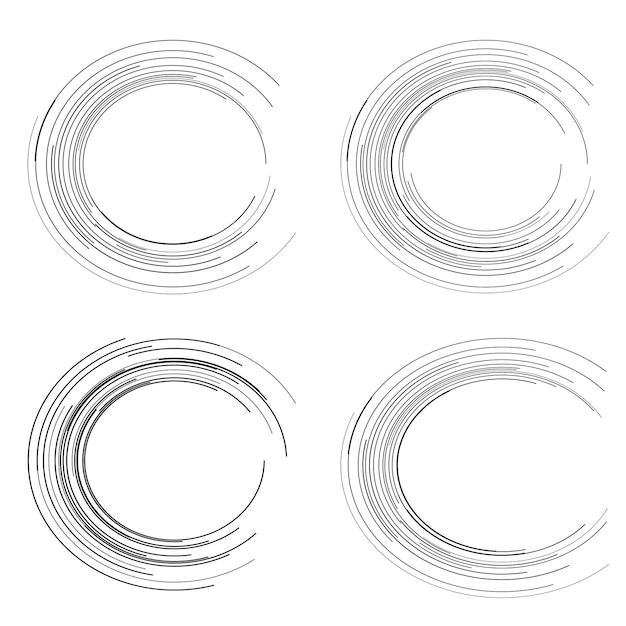 El elemento de diseño del conjunto círculo colores vectoriales en negrita aislados anillo dorado de rayas onduladas de brillo abstracto de muchos remolinos brillantes creados usando Blend Tool Ilustración vectorial EPS10 para su presentación