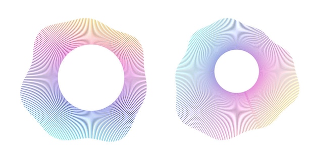 El elemento de diseño del conjunto círculo colores vectoriales en negrita aislados anillo dorado de rayas onduladas de brillo abstracto de muchos remolinos brillantes creados usando Blend Tool Ilustración vectorial EPS10 para su presentación