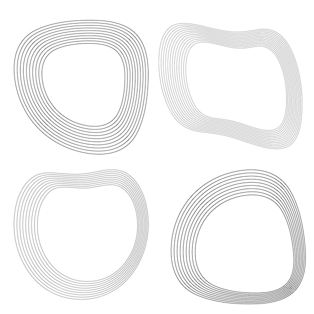El elemento de diseño del conjunto círculo colores vectoriales en negrita aislados anillo dorado de rayas onduladas de brillo abstracto de muchos remolinos brillantes creados usando Blend Tool Ilustración vectorial EPS10 para su presentación
