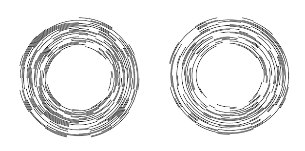 El elemento de diseño del conjunto círculo colores vectoriales en negrita aislados anillo dorado de rayas onduladas de brillo abstracto de muchos remolinos brillantes creados usando Blend Tool Ilustración vectorial EPS10 para su presentación