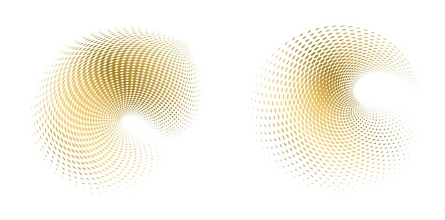 El elemento de diseño del conjunto círculo colores vectoriales en negrita aislados anillo dorado de rayas onduladas de brillo abstracto de muchos remolinos brillantes creados usando Blend Tool Ilustración vectorial EPS10 para su presentación