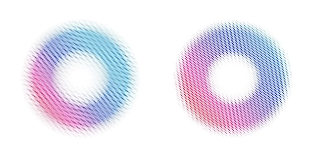 El elemento de diseño del conjunto círculo colores vectoriales en negrita aislados anillo dorado de rayas onduladas de brillo abstracto de muchos remolinos brillantes creados usando Blend Tool Ilustración vectorial EPS10 para su presentación