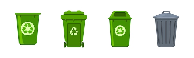 Vector elemento de diseño de conjunto de iconos de papelera de reciclaje adecuado para aplicaciones o diseño de impresión de sitios web