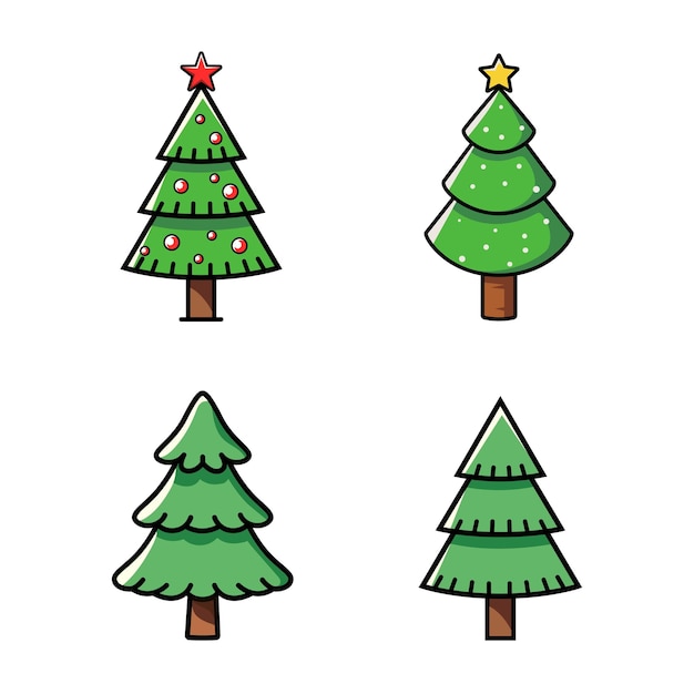 Elemento de diseño del conjunto de iconos vectoriales del árbol de Navidad