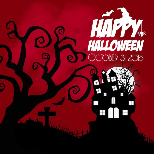 Elemento de diseño creativo feliz halloween con vector de tipografía