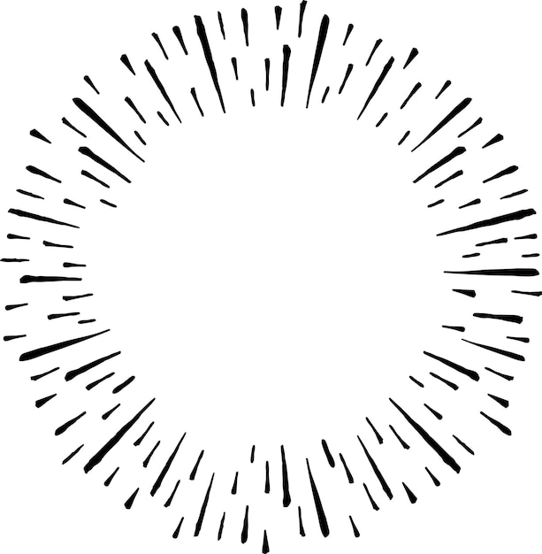 Elemento de diseño de doodle de Starburst. Ilustración de esbozo de marcos de rayos de sol.